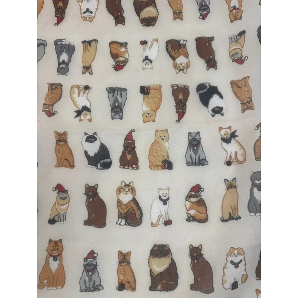 Vtg Christmas Cat Meow Neck Scarf Polyester‎ Santa Hats Korea 20